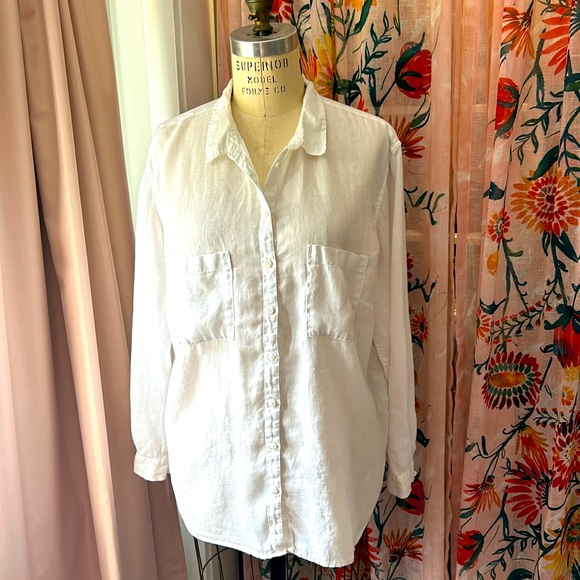 Boden Tops - EUC Womens Boden White Linen Blouse Size 16R
